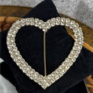 Heart Rhinestone Gold Slide Buckle